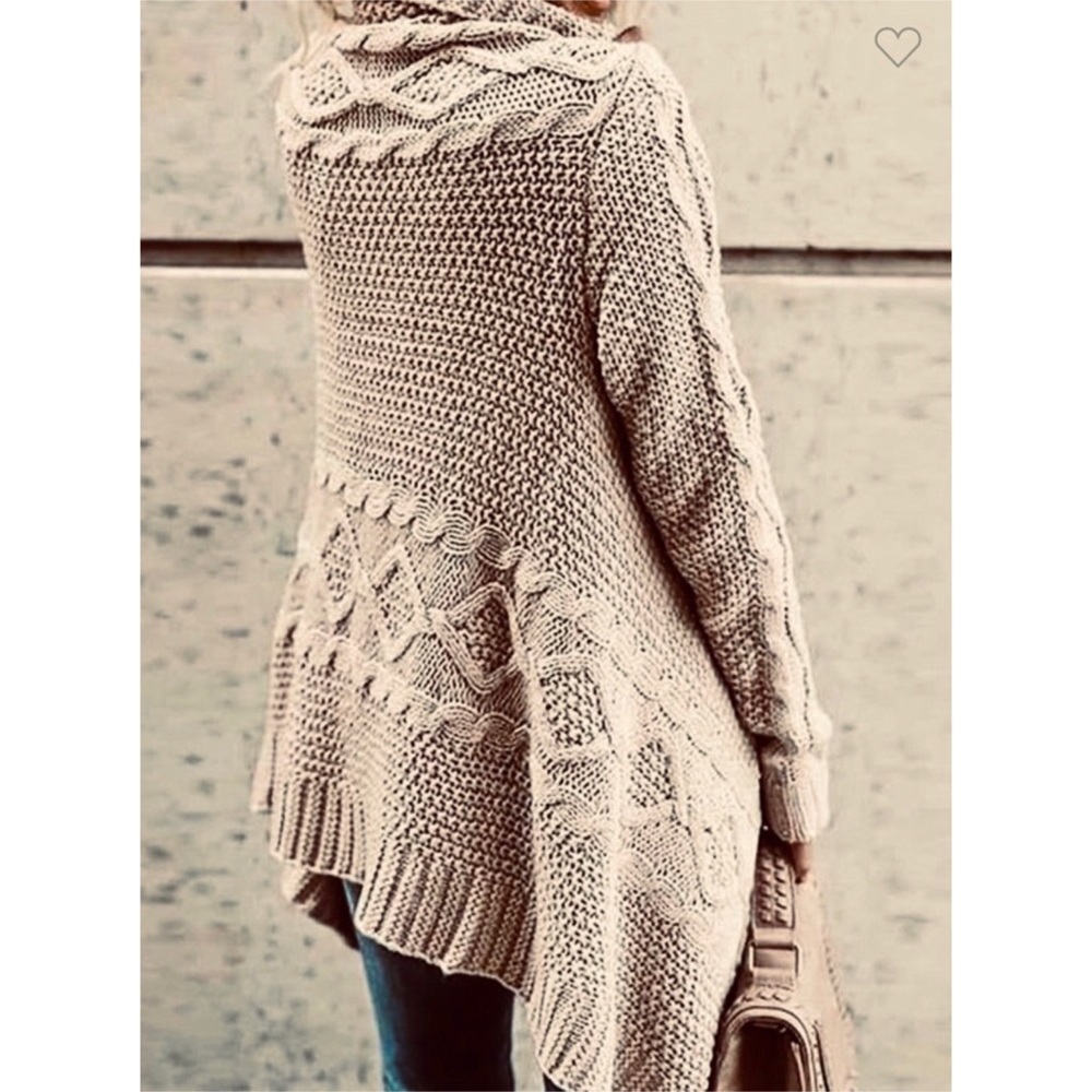 Cable Wrap Draped Cardigan Sweater - Picture 5 of 10